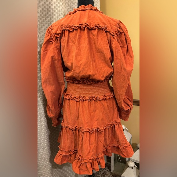 House of Harlow by Nicole Richie Elegant Rust Tone Ruffle Mini Dress - Picture 5 of 8